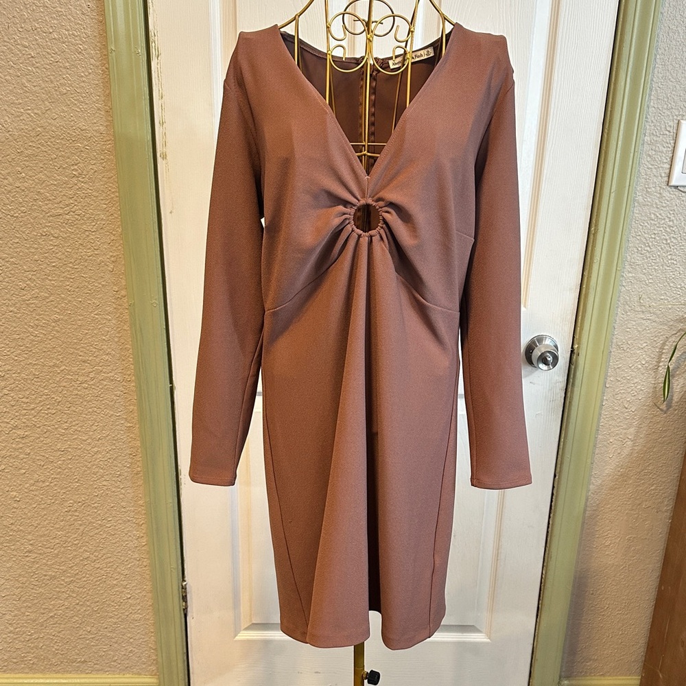 Abercrombie & Fitch Mauve Long Sleeve Dress with Ring Detail